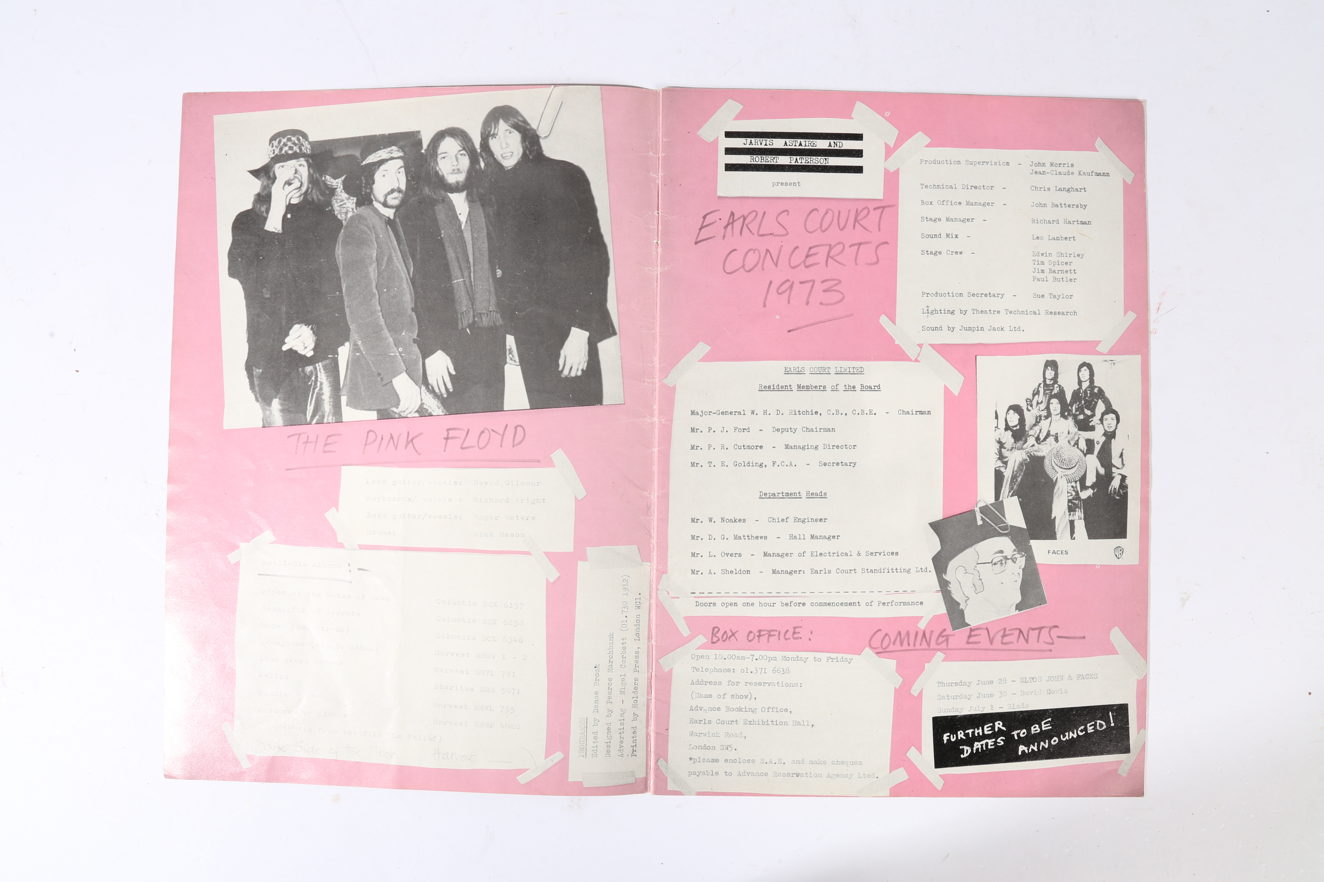 FIVE ORIGINAL PINK FLOYD PROGRAMMES. - Image 12 of 20