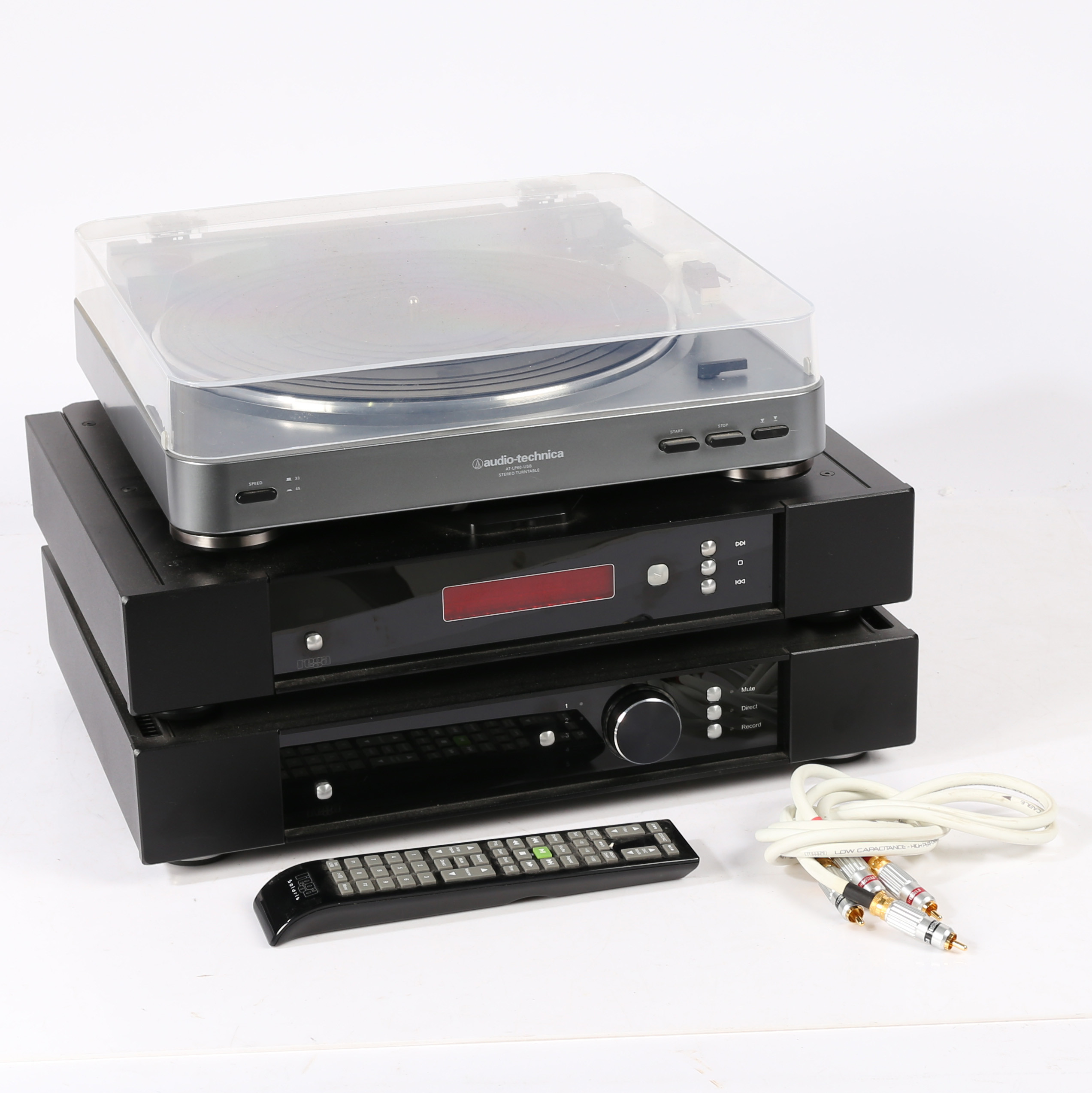 REGA ELICIT R INTEGRATED AMPLIFIER & SATURN-R DAC/CD PLAYER, AUDIO-TEHCNICA AT-LP60 RECORD DECK (3).