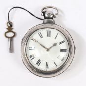 A VICTORIAN SILVER PAIR CASED POCKETWATCH.