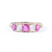 AN 18 CARAT GOLD, RUBY AND DIAMOND RING.