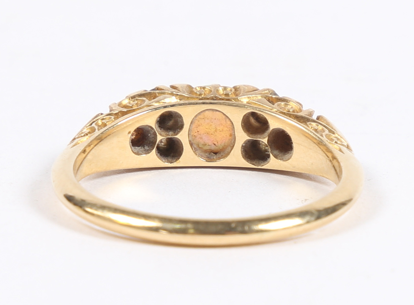 A VICTORIAN 18 CARAT GOLD, OPAL AND DIAMOND RING. - Bild 5 aus 7