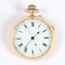 AN 18 CARAT GOLD OPEN FACE POCKET WATCH.