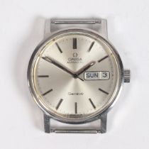 AN OMEGA GENTLEMAN'S STAINLESS STEEL WRISTWATCH.