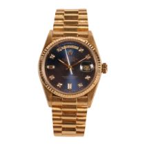 A ROLEX OYSTER PERPETUAL DAY-DATE 18 CARAT GOLD GENTLEMAN'S WRISTWATCH.