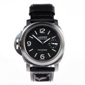 A PANERAI LUMINOR MARINA "LEFT-HANDED" LIMITED EDITION PVD COATED GENTLEMAN'S WRISTWATCH.