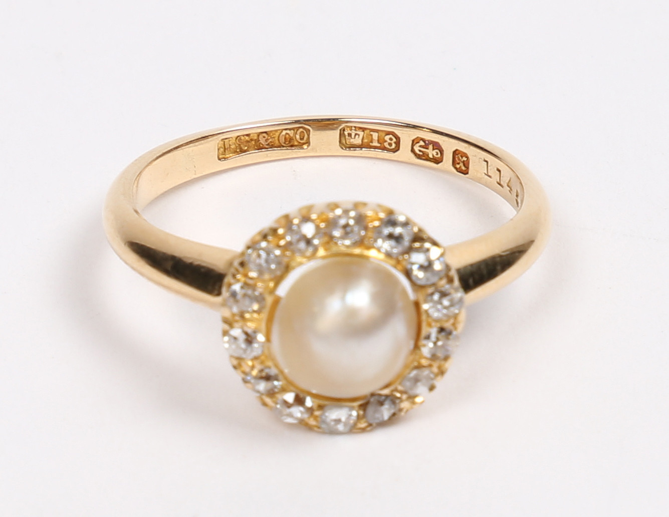 A VICTORIAN 18 CARAT GOLD, PEARL AND DIAMOND RING. - Bild 2 aus 7