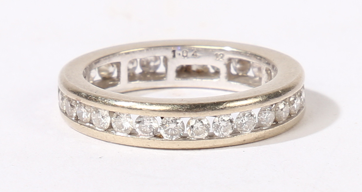 AN 18 CARAT WHITE GOLD AND DIAMOND FULL ETERNITY RING. - Image 3 of 4
