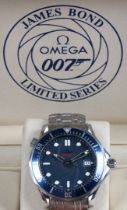 AN OMEGA SEAMASTER PROFESSIONAL DIVER LIMITED SERIES JAMES BOND 007 GENTLEMAN'S STAINLESS STEEL WRIS