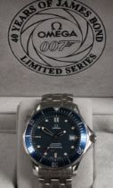 AN OMEGA SEAMASTER PROFESSIONAL DIVER LIMITED SERIES 40 YEARS OF JAMES BOND GENTLEMAN'S STAINLESS ST