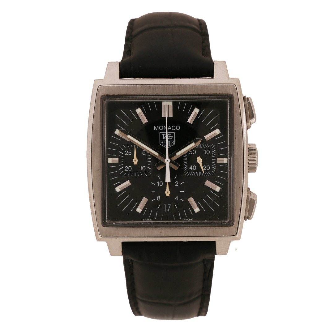 A TAG HEUER MONACO CHRONOGRAPH STAINLESS STEEL GENTLEMAN'S WRISTWATCH.