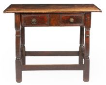 A CHARLES II OAK AND YEW SIDE TABLE, CIRCA 1660.