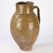 A LARGE 15TH CENTURY STONEWARE JUG, ATTRIBUTED TO NOTTINGHAMSHIRE.