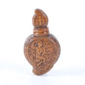 A RARE 17TH CENTURY BOXWOOD SNUFF BOTTLE (FLASK).