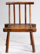 A GOOD 19TH CENTURY PINE AND POPLAR PRIMITIVE CHAIR, SCOTTISH OR IRISH.