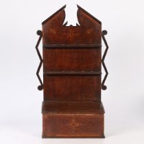 A GEORGE III OAK & INLAID SPOON RACK, CIRCA 1780.