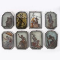 A COLLECTION OF EIGHT 18TH/19TH CENTURY STAINED GLASS PANELS (8).