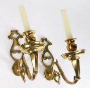 A PAIR OF CAST BRASS WALL SCONCES, 18TH CENTURY AND LATER.
