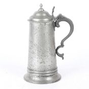 A SMALL GEORGE III PEWTER SPIRE FLAGON, WORCESTERSHIRE, DATED 1776.