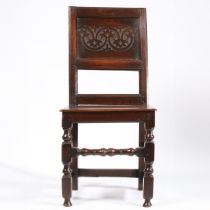 A CHARLES II OAK BACKSTOOL, NORTH COUNTRY, CIRCA 1670.