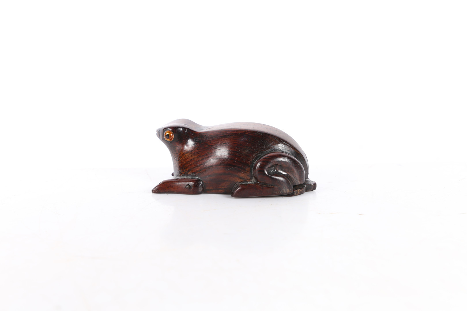 A 19TH CENTURY ROSEWOOD FROG SNUFF BOX. - Image 2 of 6