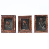 A SET OF THREE EARLY 19TH CENTURY WAX PORTRAITS OF BRITISH NAVAL OFFICERS.