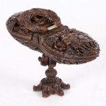 A FRENCH 18TH CENTURY DOUBLE POMANDER ON STAND.