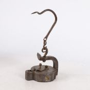 A LATE 19TH CENTURY CAST IRON MINER'S LAMP OR 'FROG LAMP', GERMAN.
