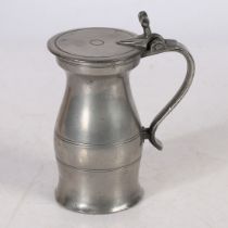 A GEORGE III PEWTER NEW HALF-PINT BUD BALUSTER MEASURE. CIRCA 1780.