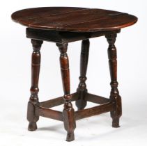 A 17TH CENTURY OAK AND ELM TABLE-STOOL TABLE, ENGLISH.