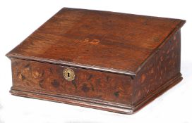 A CHARLES II OAK AND MARQUETRY-INLAID DESK BOX, YORKSHIRE, CIRCA 1660.