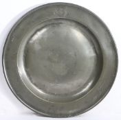 A QUEEN ANNE PEWTER SINGLE-REED DISH, SOMERSET, CIRCA 1710.