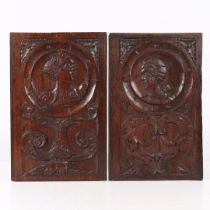 A PAIR OF MID-16TH CENTURY OAK ROMAYNE-TYPE PORTRAIT PANELS, CIRCA 1540-60.