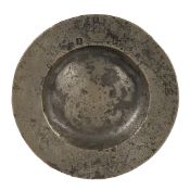 A MID-16TH CENTURY PEWTER BROAD RIM SPICE DISH, CIRCA 1550.