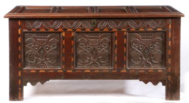 A CHARLES II OAK AND INLAID COFFER, SOUTH-WEST YORKSHIRE, CIRCA 1660.