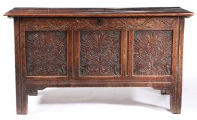 A CHARLES II OAK COFFER, WEST COUNTRY. CIRCA 1670.