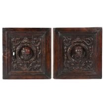 A PAIR OF MID-16TH CENTURY CARVED OAK BOARDED DOORS, CIRCA 1540-60.