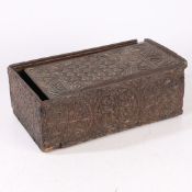 A LARGE OAK CHIP-CARVED BOX, POSSIBLY WELSH, CIRCA 1700.