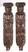 AN UNUSUAL PAIR OF LATE 16TH CENTURY OAK FIGURAL TERMS, CIRCA 1580.