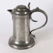 A LATE 18TH CENTURY PEWTER DOME-LID SPOUTED FLAGON, IRISH, CIRCA 1780.