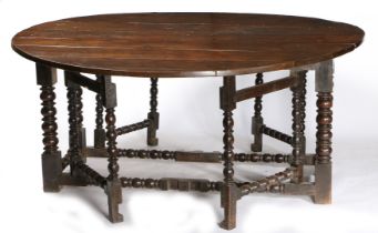 A LARGES CHARLES II OAK DOUBLE-GATELEG TABLE, CIRCA 1680.