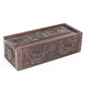 A RARE 17TH CENTURY CARVED EBONY BOX, PORTUGUESE, CIRCA 1600-50.