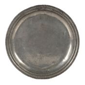 A CHARLES II PEWTER NARROW-RIM MULTI-REEDED PLATE, CIRCA 1680.