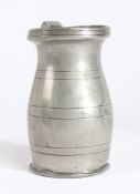 A GEORGE III PEWTER QUART LIDLESS BALUSTER MEASURE, NORTH OF ENGLAND, CIRCA 1790.