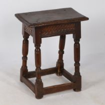 A CHARLES I OAK JOINT STOOL, SALISBURY, CIRCA 1630.