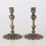 A PAIR OF WILLIAM IV SILVERED-BRASS TAPER CANDLESTICKS 1830.