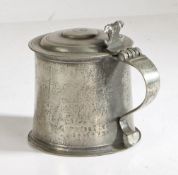 A RARE CHARLES II PEWTER DOUBLE-DOME FLAT-LID TANKARD, CIRCA 1660.