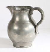 AN EARLY 19TH CENTURY PEWTER OEAS GALLON ALE JUG, CIRCA 1800-50.