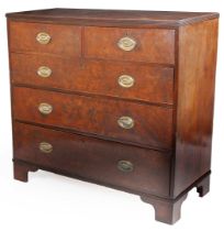 A GEORGE III WELL-FIGURED SOLID BURR-ELM CHEST OF DRAWERS, CIRCA 1800.