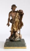 A 17TH -EARLY 18TH CENTURY POLYCHROME DECORATED FIGURE OF JOHN THE BAPTIST.