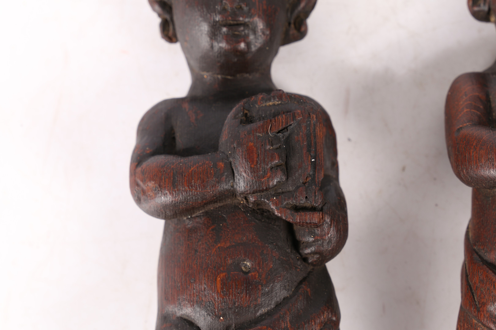 A PAIR OF CARVED OAK FIGURES. - Image 5 of 12